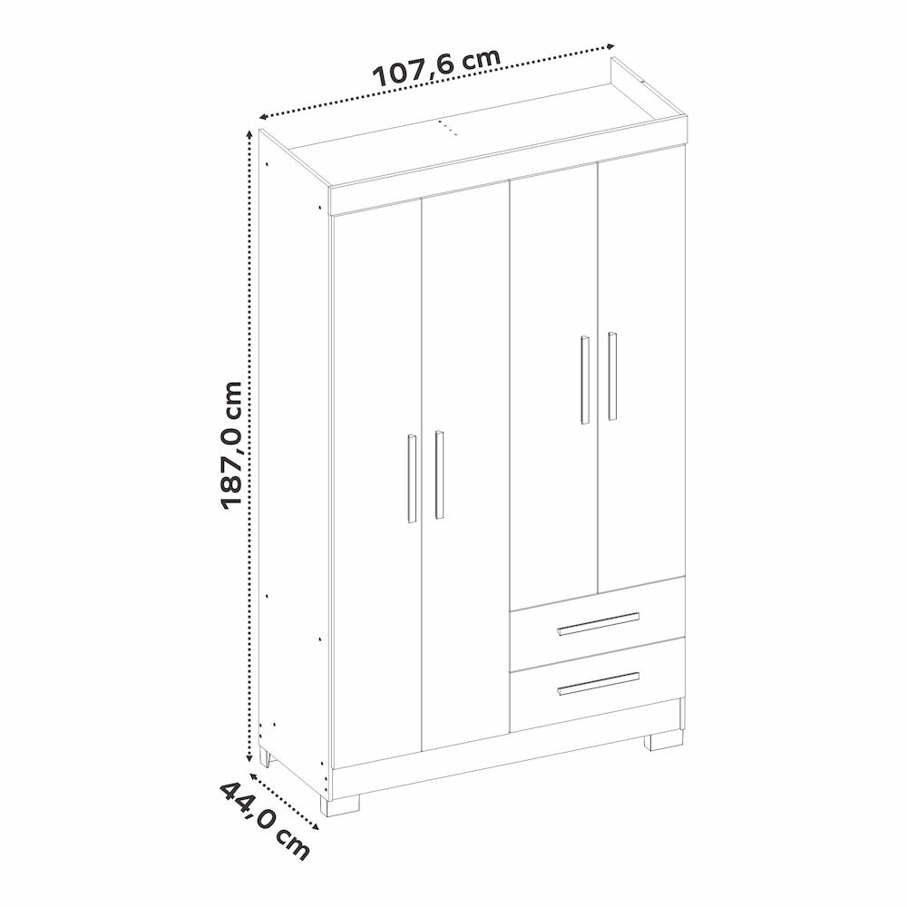 ROPERO OLI45 4 PUERTAS 2 CAJONES NT5005 241FREIJO TR/OFF WHITE 187X108X45 CM - Image 6