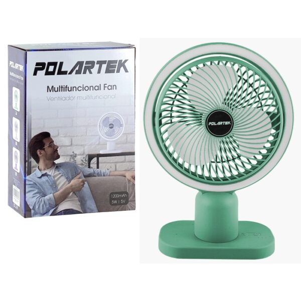 VENTILADOR RECARGABLE ESCRITORIO C/LUZ 6" REF:977-2305746 VERDE