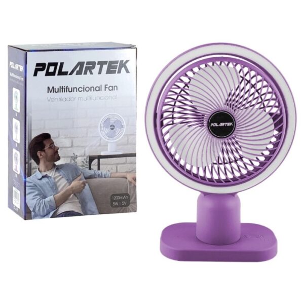 VENTILADOR RECARGABLE ESCRITORIO C/LUZ 6" REF:977-2305745 MORADO