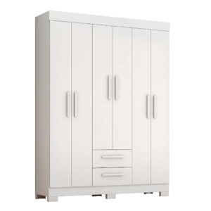 Ropero Verona 6 puertas blanco y rosado