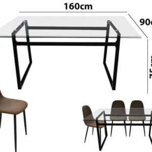 JUEGO COMEDOR VIDRIO (1+4 SILLAS) REF:DT901-2+DC801