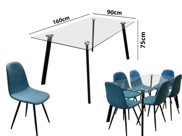 JUEGO COMEDOR D/VIDRIO (1+6 SILLAS) REF:DT8140-1+D