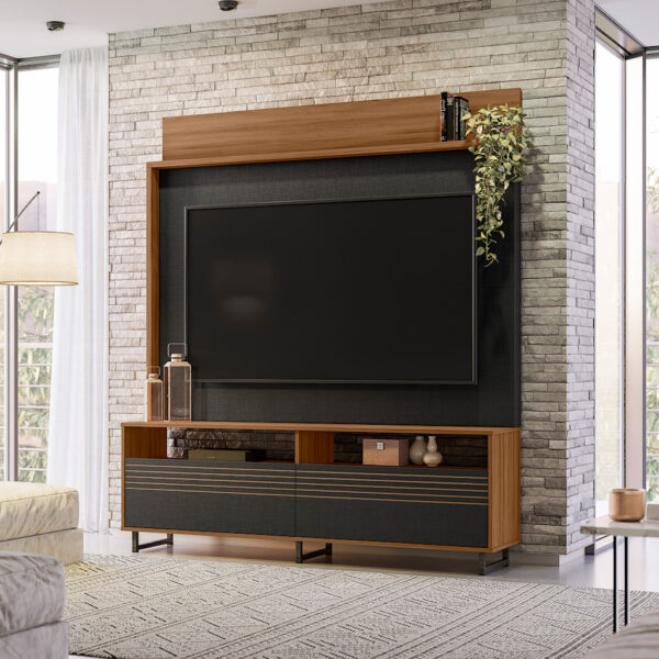 CENTRO DE ENTRETENIMIENTO P/TV 65" REF:NT1300 COLOR NEGRO/MADERA 185X160X36 CM - Image 2