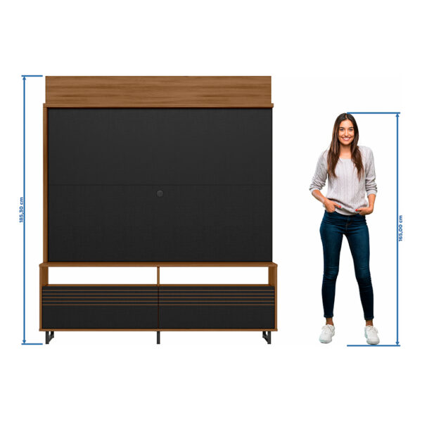 CENTRO DE ENTRETENIMIENTO P/TV 65" REF:NT1300 COLOR NEGRO/MADERA 185X160X36 CM - Image 4