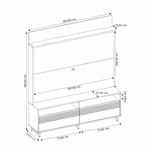 CENTRO DE ENTRETENIMIENTO P/TV 65" REF:NT1300 COLOR NEGRO/MADERA 185X160X36 CM - Image 3