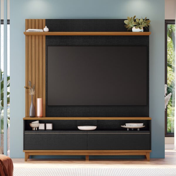 CENTRO ENTRETENIMIENTO P/ TV 65" NT 1335 COLOR NEGRO/MADERA - Image 2