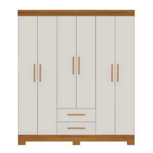 ROPERO MILAN45 6 PUERTAS 2 CAJONES NT5130 COLOR FREIJO/OFF WHITE 187X161X45 CM