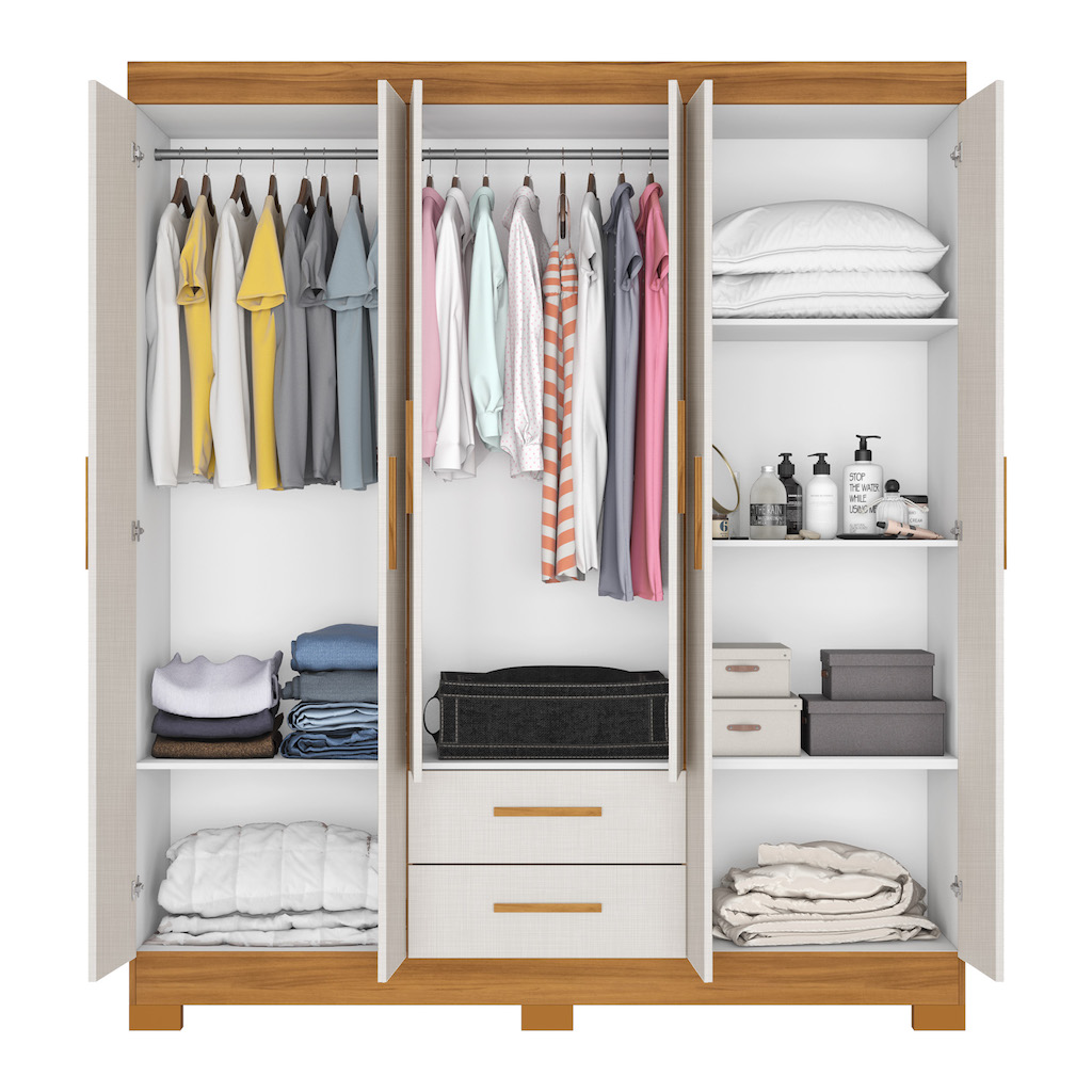 ROPERO MILAN45 6 PUERTAS 2 CAJONES NT5130 COLOR FREIJO/OFF WHITE 187X161X45 CM - Image 6