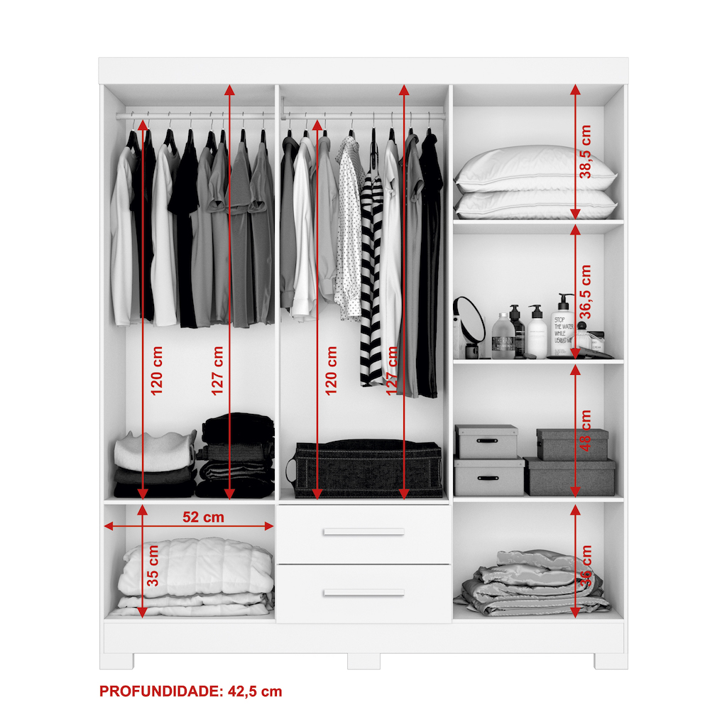 ROPERO MILAN45 6 PUERTAS 2 CAJONES NT5130 COLOR FREIJO/OFF WHITE 187X161X45 CM - Image 5