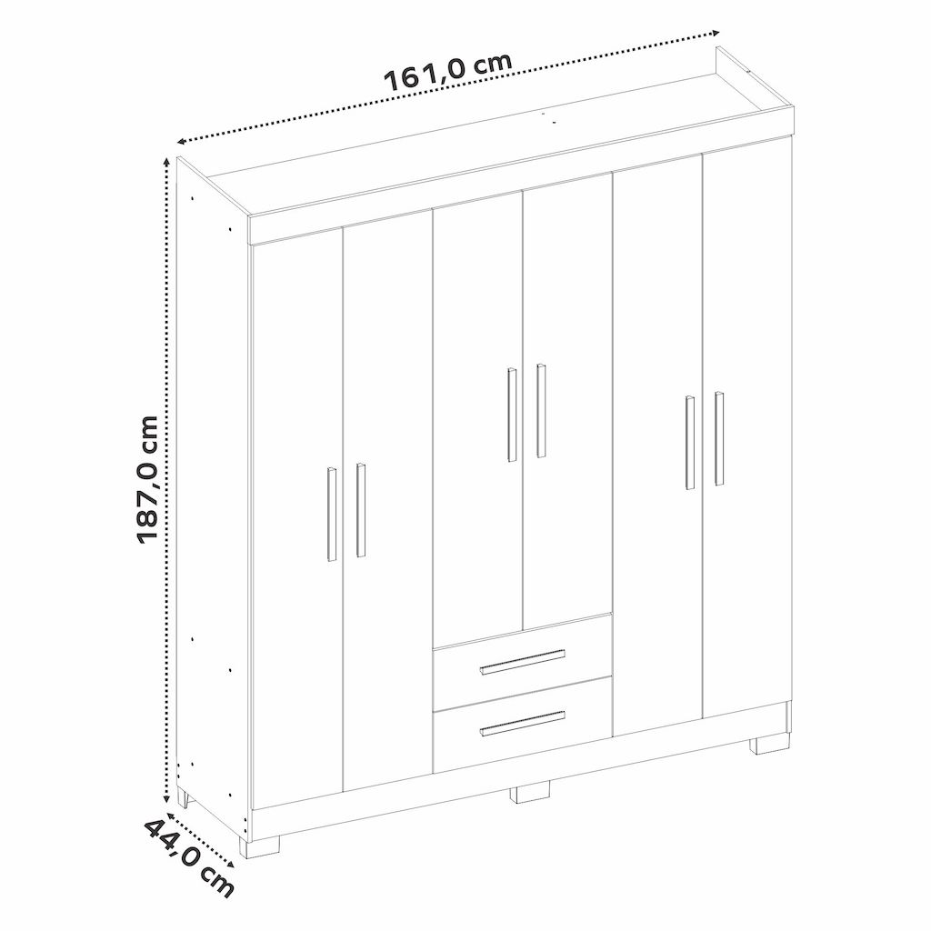 ROPERO MILAN45 6 PUERTAS 2 CAJONES NT5130 COLOR FREIJO/OFF WHITE 187X161X45 CM - Image 4
