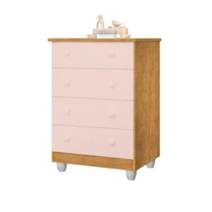 COMODA CAJONERA LARA 4C 96X65X42CM COLOR MADERA/ROSA