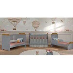 CUNA SOFA MINI CAMA 3 ETAPAS LARA GRIS/MADERA