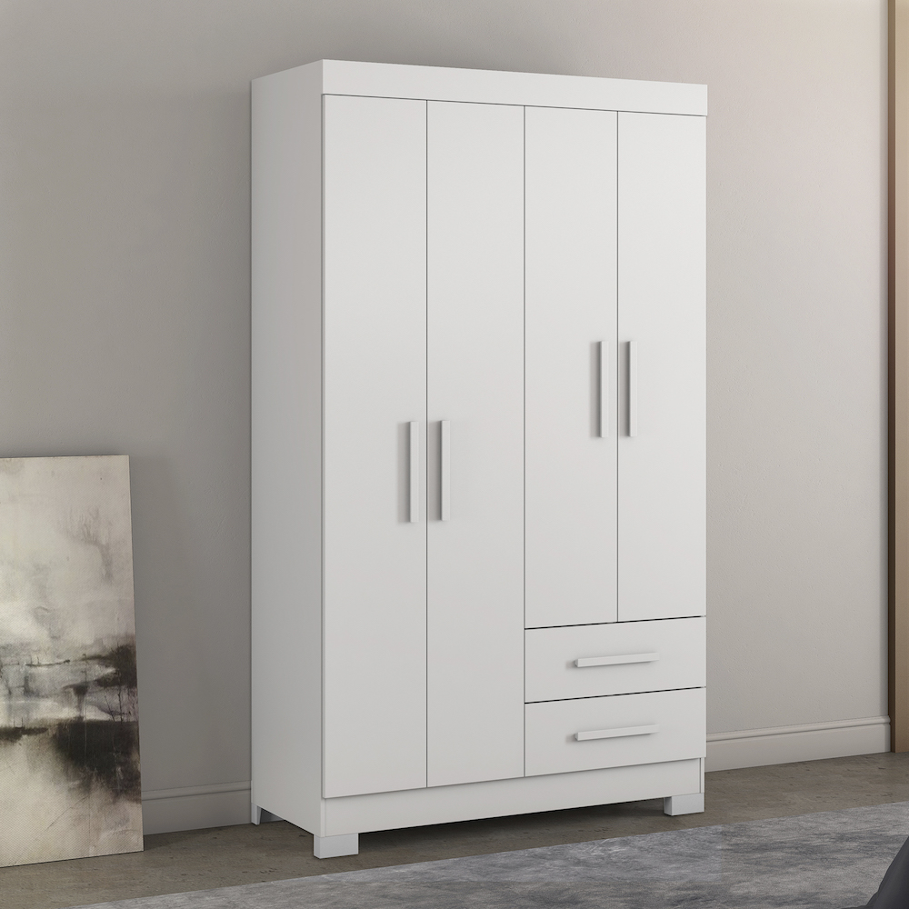 ROPERO OLI 4 PUERTAS 2 CAJONES NT5005 BLANCO/ROSA FLEX 187X108X45 CM - Image 4