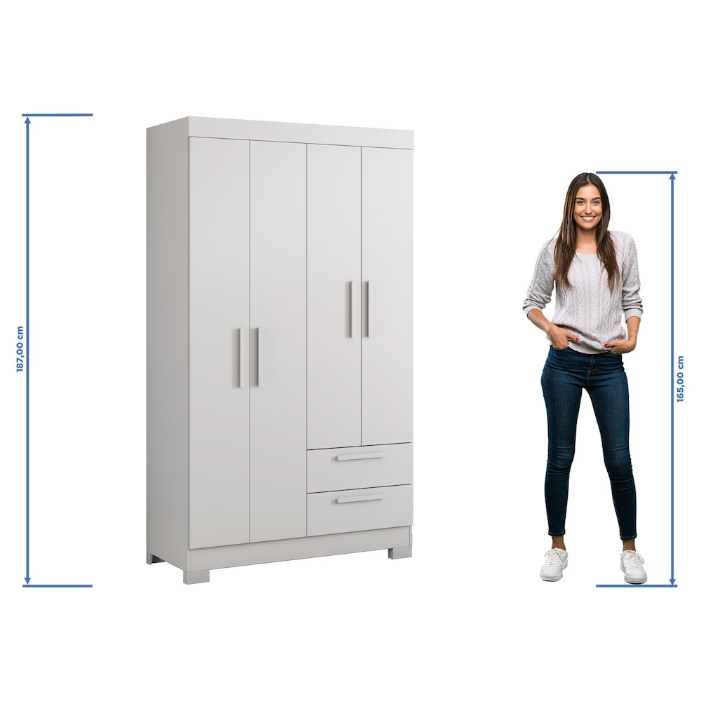 ROPERO OLI 4 PUERTAS 2 CAJONES NT5005 BLANCO/ROSA FLEX 187X108X45 CM - Image 6