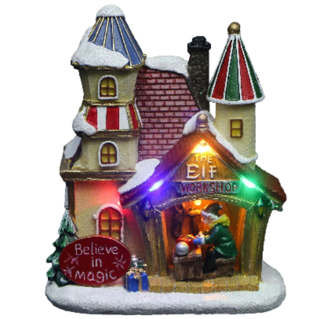 ADORNO NAV. VILLA C/LUZ A/BAT 15.5CM 12X8. REF: 201-9800004