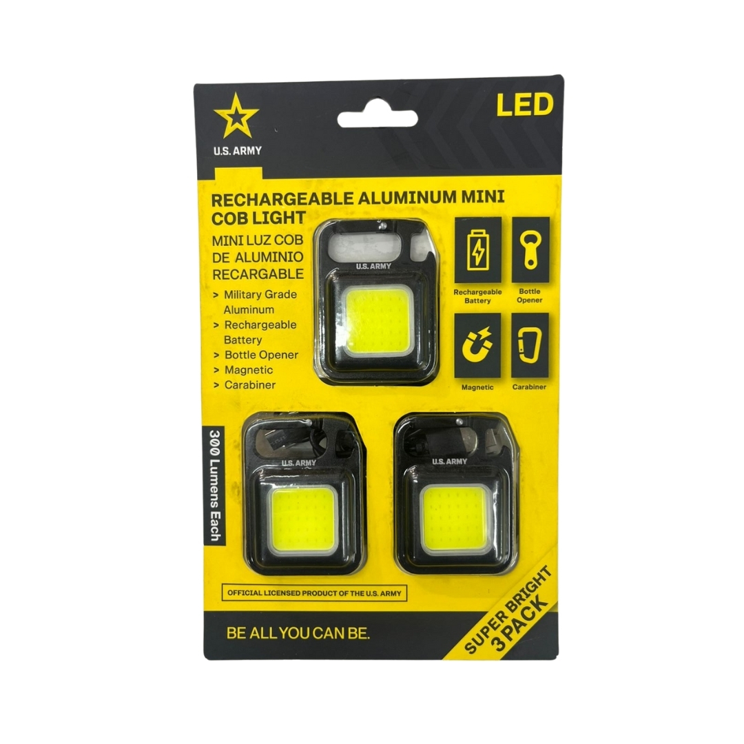 LUZ MINI RECARGABLE COB DE ALUMINIO X 3 UNDS
